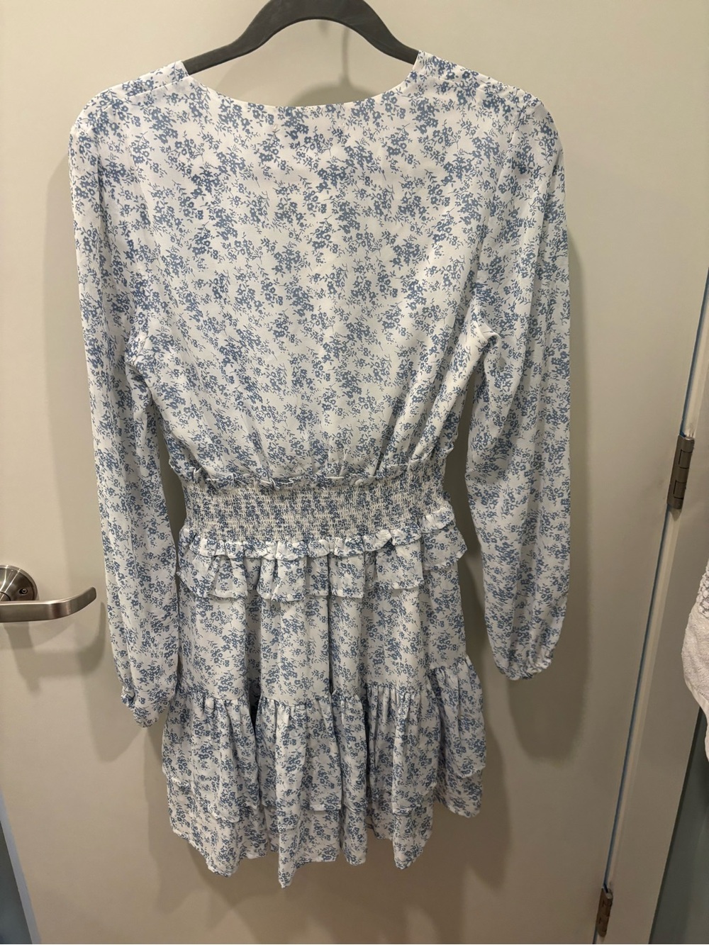 Callie Mac Blue Floral Smocked Waist Dress - Picture 2 of 3